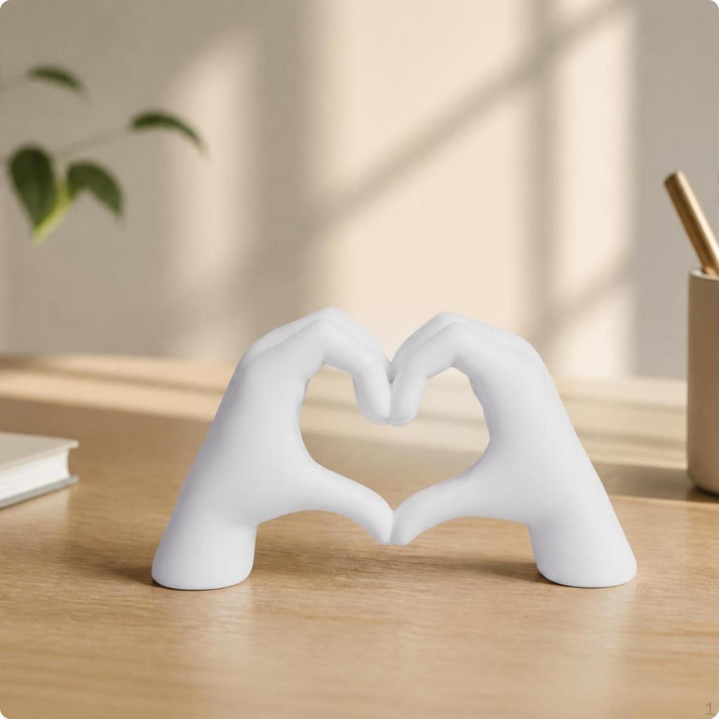 HeartShaped Jewelry Stand Painted Finish Resin Display Smooth Hand and Heart Sculpture