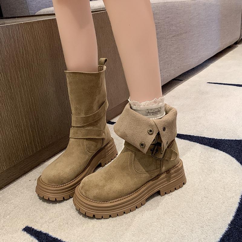 Thick-soled medium tube Martin boots women's new retro two-wear casual short boots western cowboy boots
