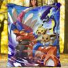 Fire Type Pokemon Team Flannel Fleece Blanket, Soft Warm Anime Monster Throw Blanket for Home, Cinderace Gift