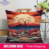 Home Decor Japanese Style Fujiyama And Wave Pillow Covers Pattern Cushion Cover Suitable For Sofa Bedroom Car Pillow Cover