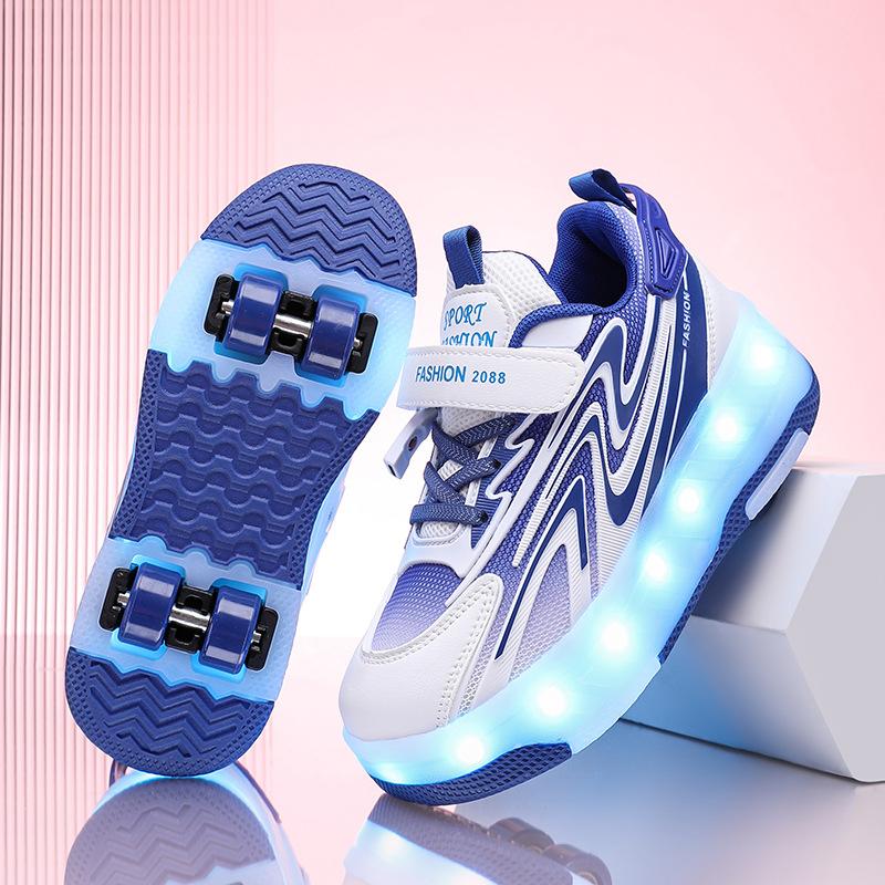 

Новые светодиодные роликовые коньки для детей, унисекс, перезаряжаемые, двухколесные, съемные, для подросткового развлечения, повседневные роликовые коньки 29