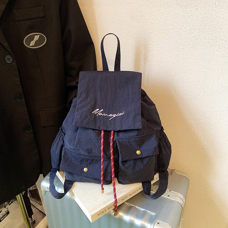 Casual bag backpack women's bag large capacity backpack new fashion texture solid color big bag summer