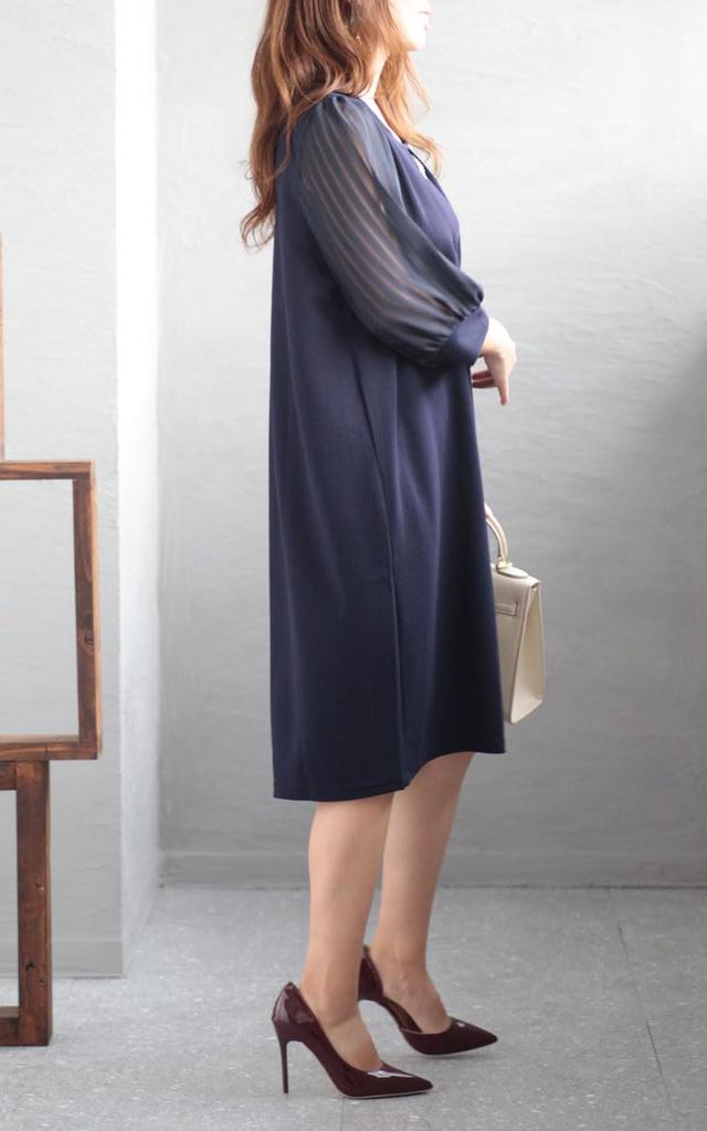 Gold Japan Plus Size Cocoon Long Sheer Perfect for Size 3L Women's Dress, Knee-Length, Plaid, Sleeves, Chiffon, Sleeves, Tucked, Commuting,