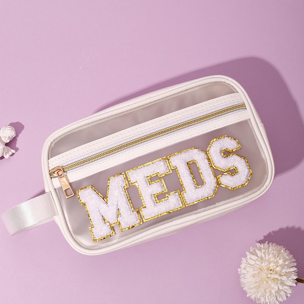 Transparent Waterproof PVC Handbag: Embroidered PU Cosmetic & Wash Bag