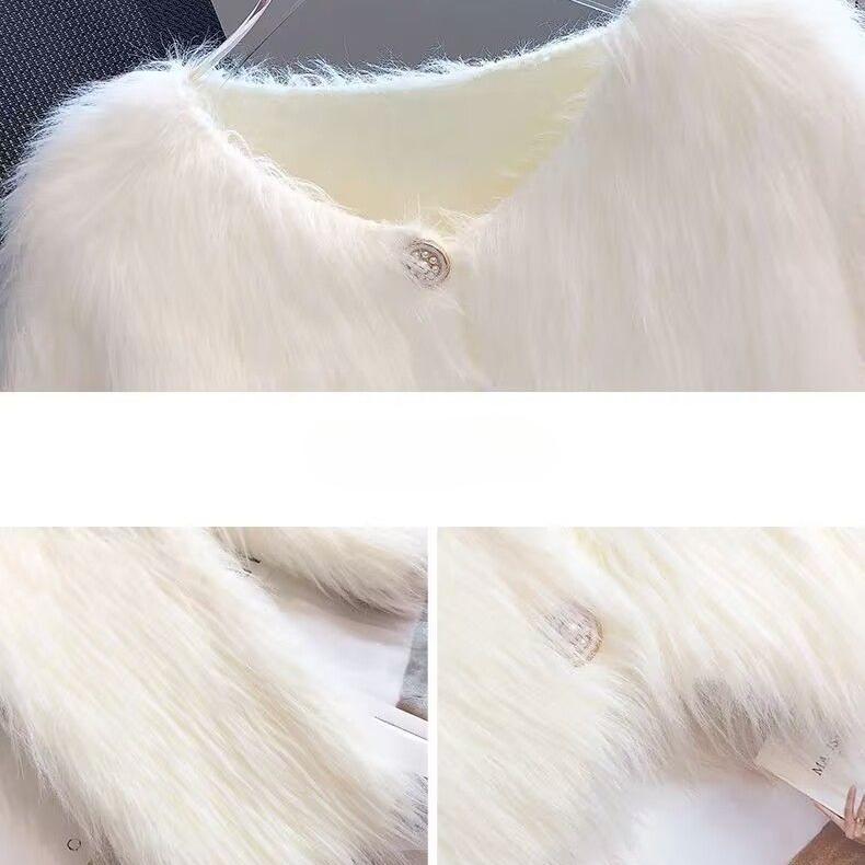 Cozy and Warm Autumn/Winter Short Cardigan with Mink Cashmere and Knit for Women