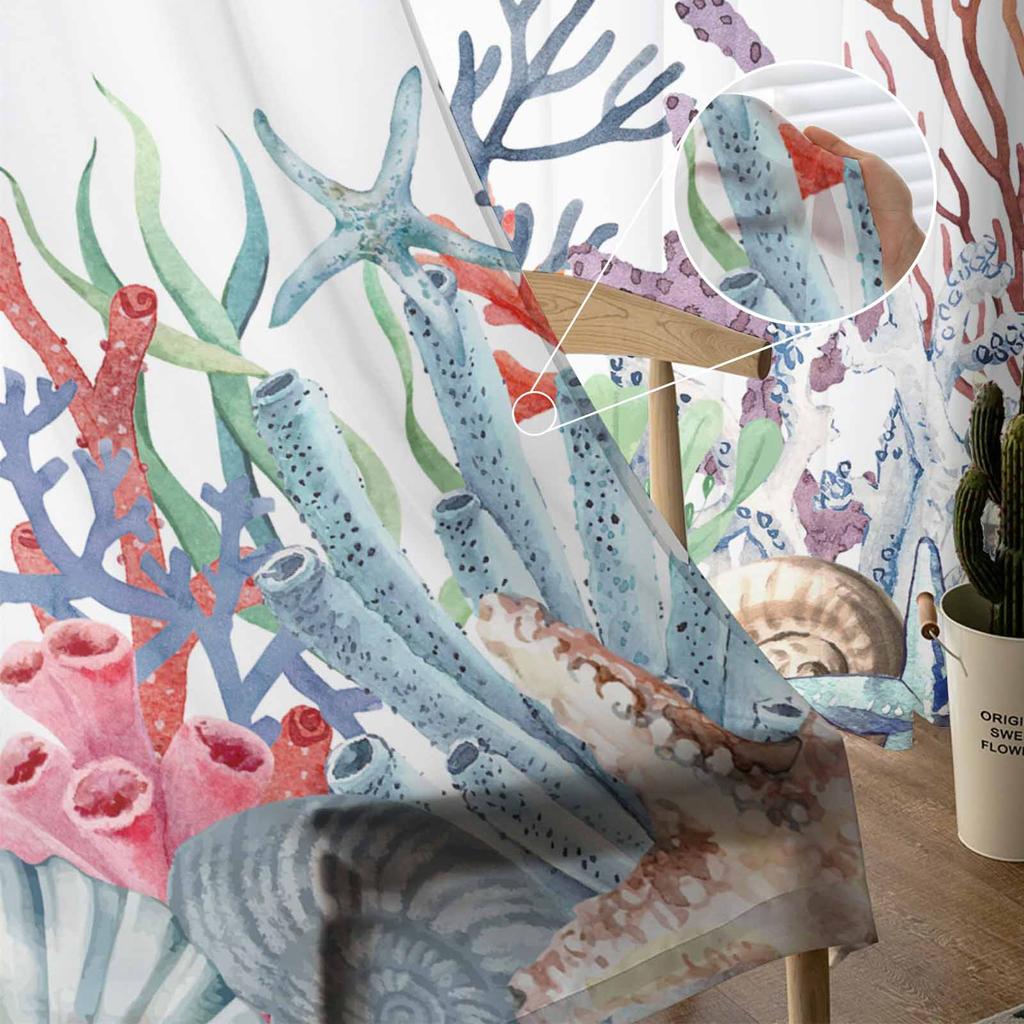 Morskie korale w letnie rozgwiazdy tiulowe zasłony okienne do sypialni luksusowe zasłony dekoracyjne do domu w salonie panele szyfonowe