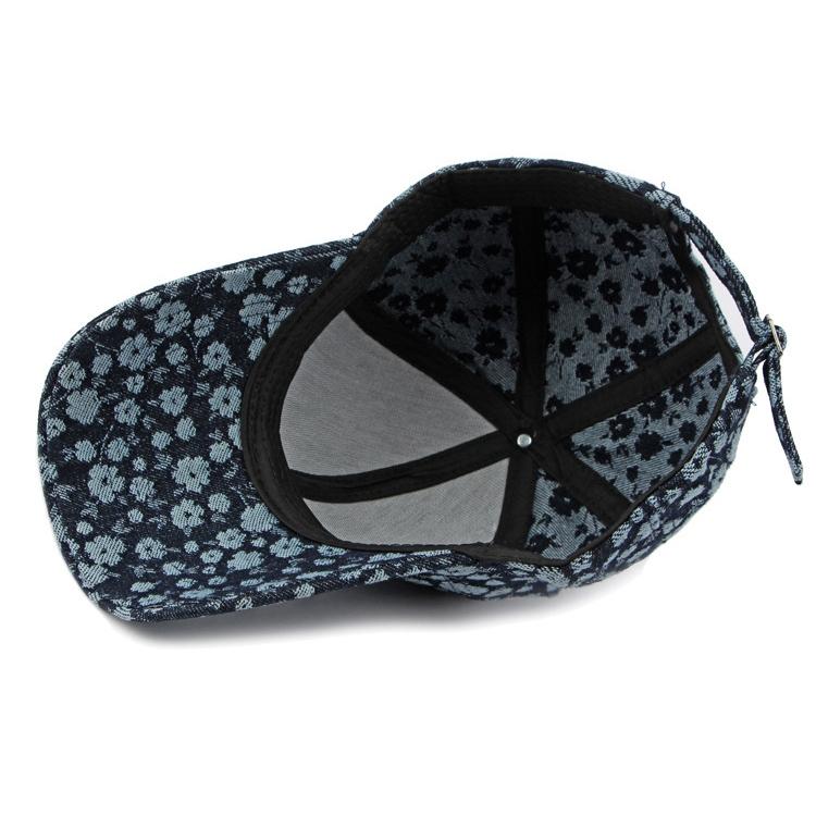 Denim Hat Female Floral Hard Top Baseball Cap