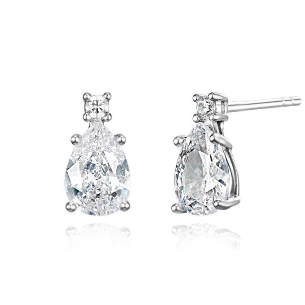 

925 Silver Simple Waterdrop Stone Earrings GISVEE137 white gold