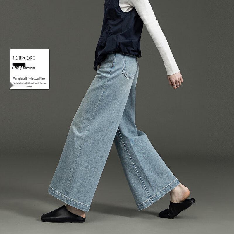 

Demana Women s Organic Cotton High-Waist Cropped Wide-Leg Jeans L