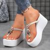 Fashion Roman Style Clip Toe Wedge Heel Sandals for Women Summer 2025 Fashion Chunky Platform Slippers Woman Thick Bottom Beach Slides