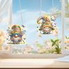 2 Stück Blumen-Gnom 2D/Flach DIY Diamantmalerei Set Strassstein Diamantkunst Fensteranhänger Fensteraufhänger Kunst für Heimdekoration