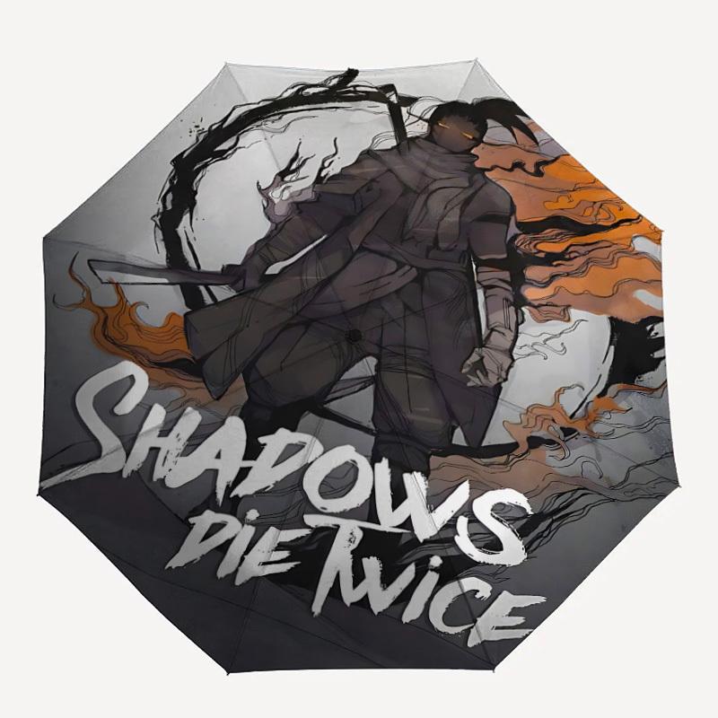 

1pc Sekiro Shadows Automatic Umbrella 8 Rib Portable Folding Black Iron Frame for Outdoor, Beach, Travel, Beach Umbrella 215