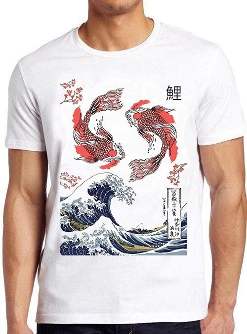 Yin Yang The Great Wave Off Koi Fish Meme Top Funny Gift Tee T Shirt M1091 S разноцветный