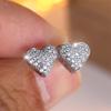 Small Round Stone White Zircon Love Heart Stud Earrings For Women Vintage Gold Silver Color Versatile Jewelry Wedding Party Gift