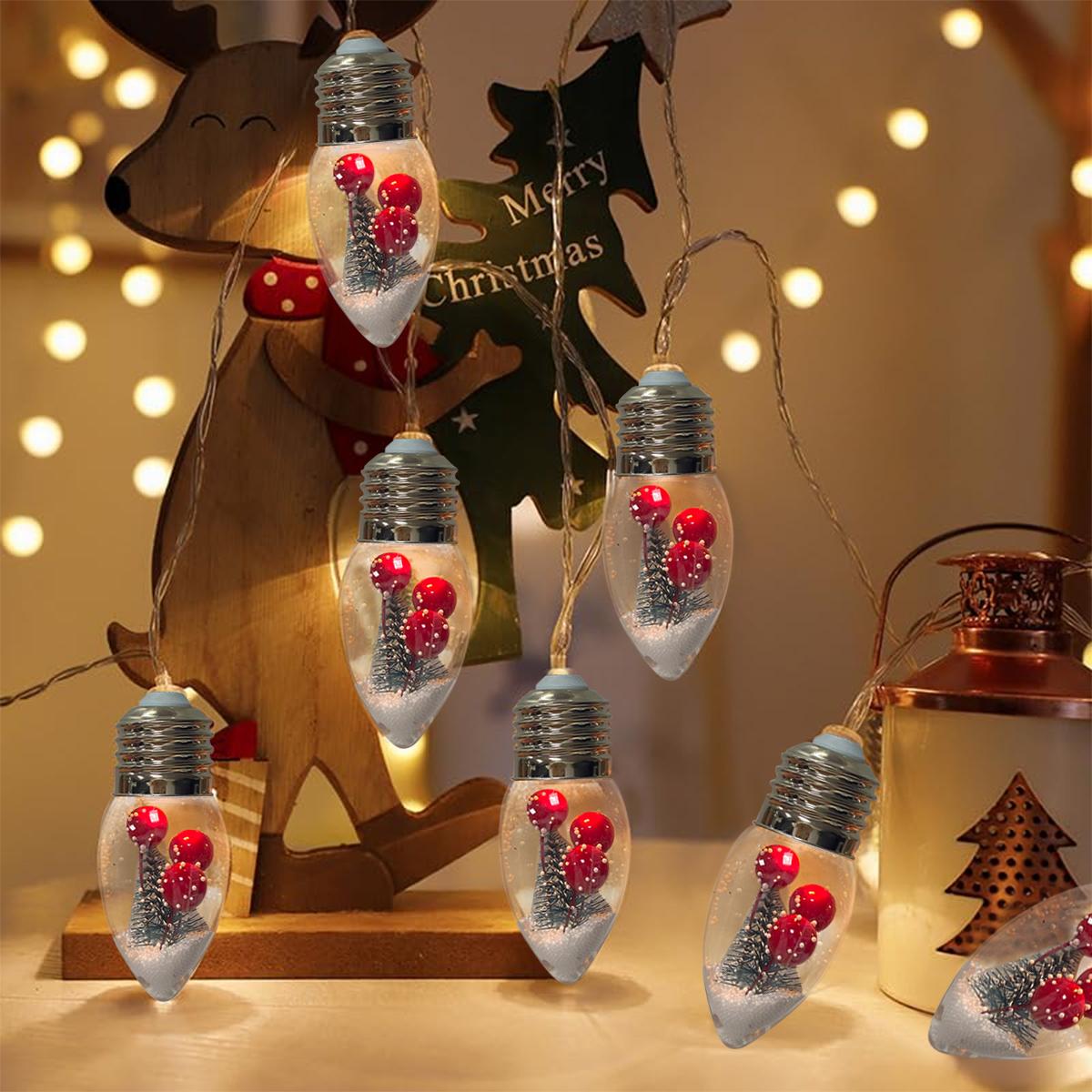 

1 шт. Рождественские гирлянды-снежные шары 10/20 светодиодов, прозрачные лампочки с гирляндами, на батарейках для домашнего сада, для внутреннего декора 1.5M10LED