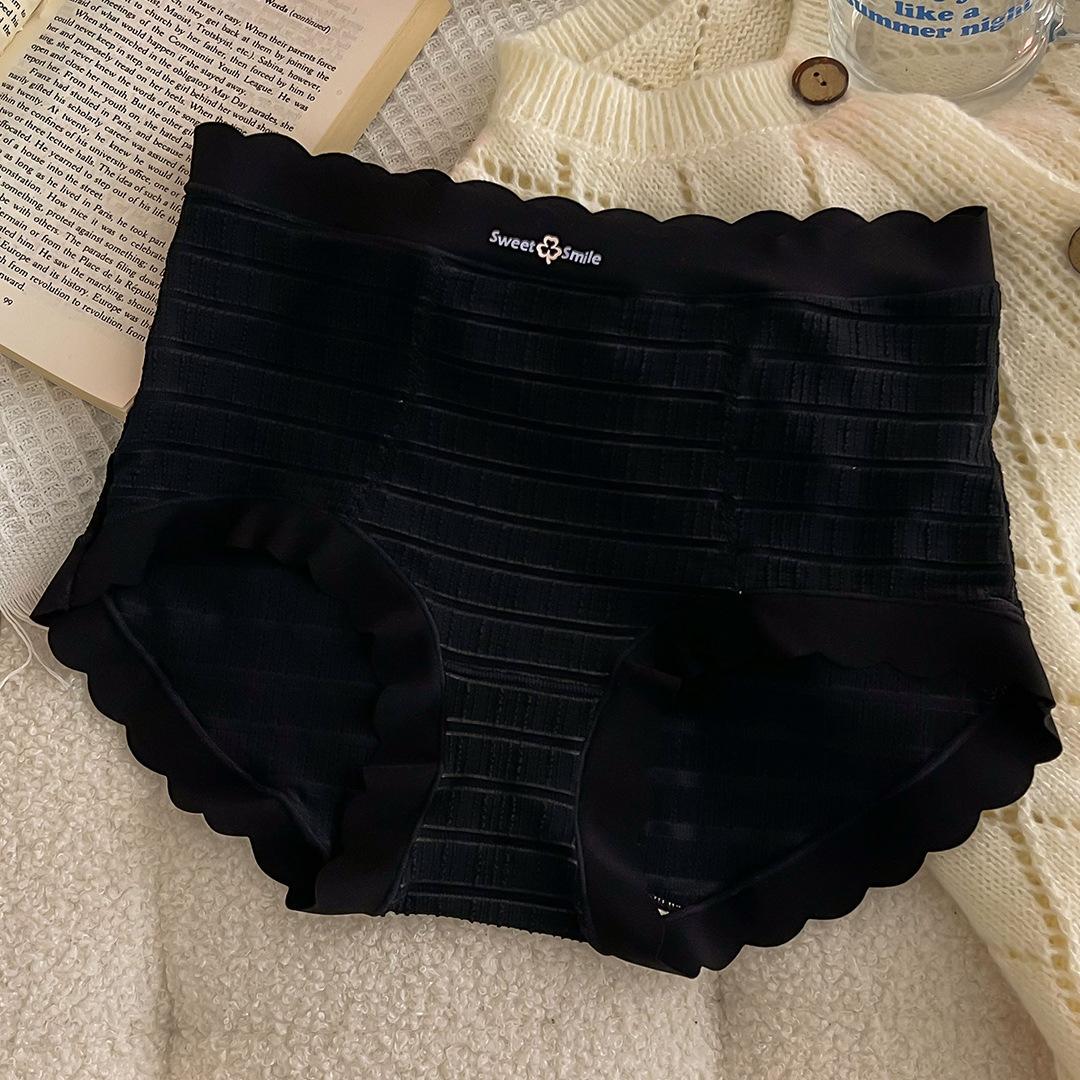 

Нижнее белье из ледяного шелка, женские хлопковые антибактериальные бесшовные дышащие летние трусы с высокой талией, тонкие сексуальные кружевные трусы one size чёрный