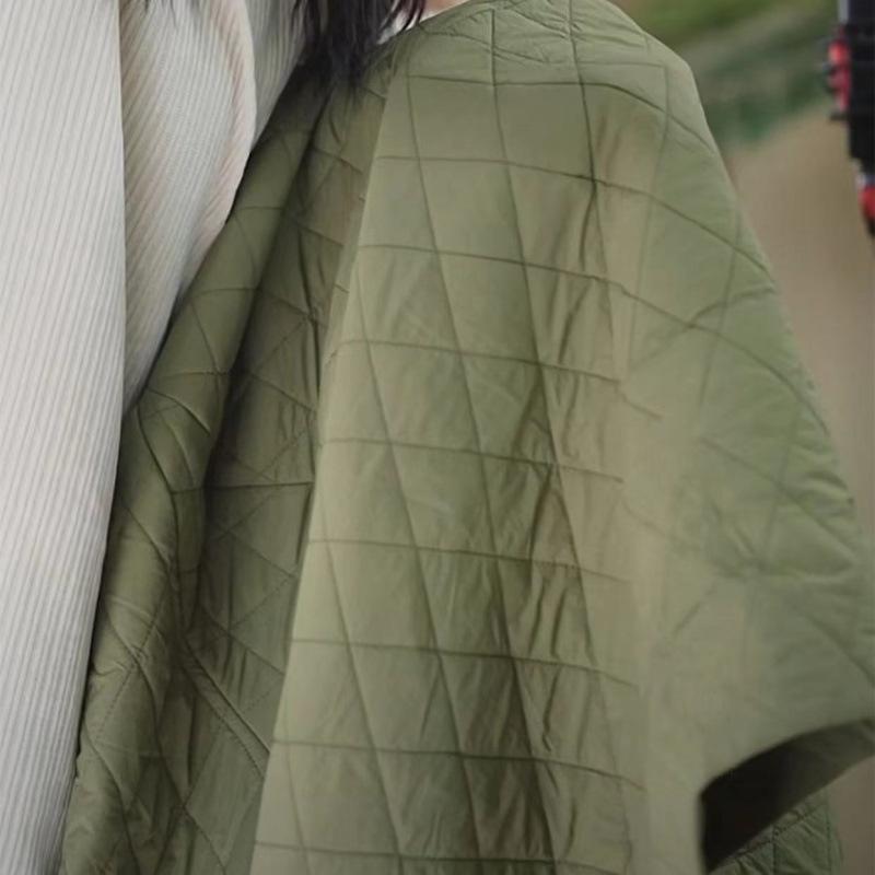 Oversized Diamond Plaid Down Cotton Jacket European Women Coat Long Lightweight Cotton Jacket Winter Parka Coat Female