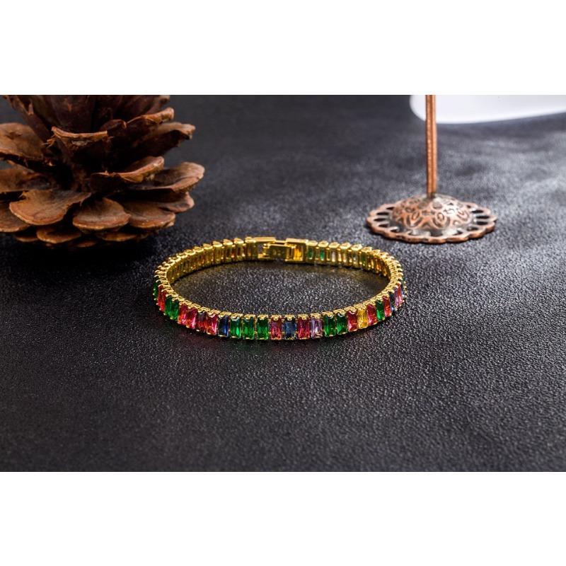 

Модный цветной браслет из циркония, женский высококачественный модный орнамент, прямоугольный цветной браслет, модные ювелирные изделия