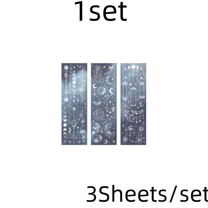 3 Sheets Butterfly Moon Star Stickers PET Transparent Decorative Stickers For Craft Album Journal Scrapbooking
