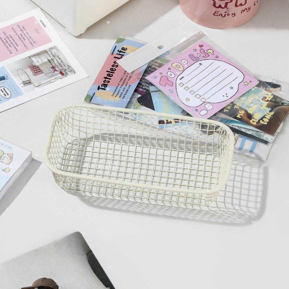 Metal Storage Basket Desktop Sundries Organizer Photocards, Stationerry,Make Up Sorting Holder Office Home Suppliers
