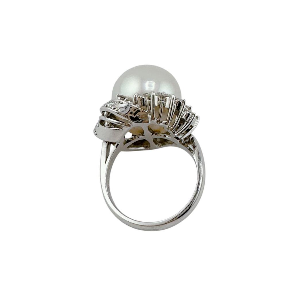 South Sea Pearl White Butterfly Farming Ring Pearl Silverx Pink Women XQ8194 Used