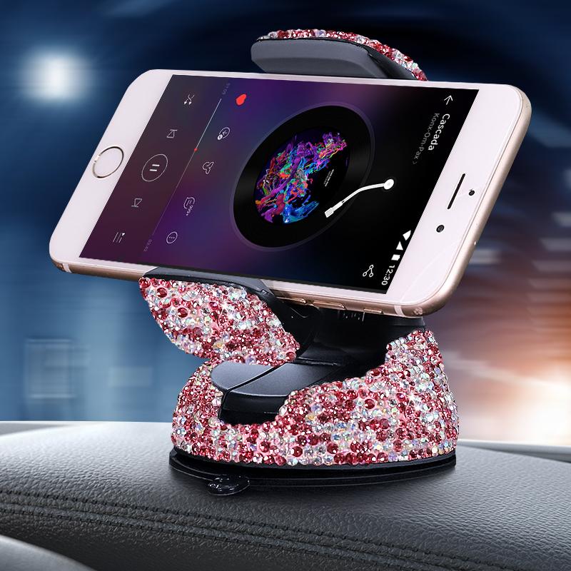 New Bling Universal Cell Phone Holder for Car Air Vent Mount Stand GPS Holder for IPhone Samsung Pink Car Accessories for Woman