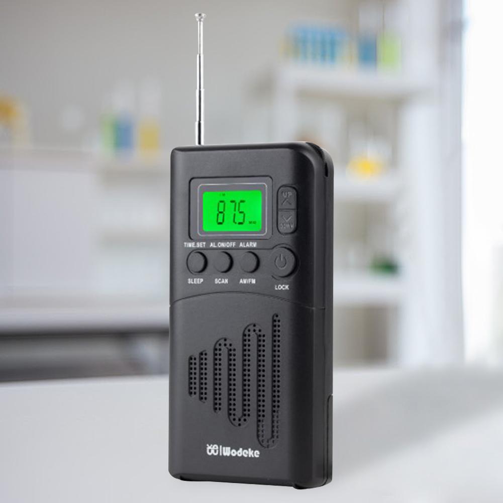 Portable Radio Receiver with Headphone Jack Handheld Mini Radio LED Display Speaker Pocket Radio LCD Digital for Walking Camping
