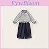 Girl Spring Dress Up Kids Cotton Long Sleeve Suit With Lace Trim For Ages 3 To 8