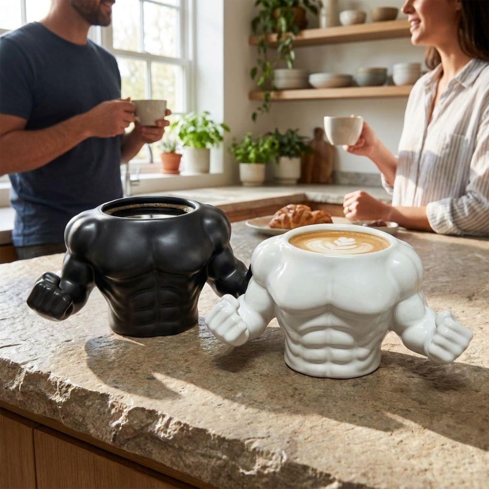 400 ml Keramik-Kaffeetasse Lustiger Stiftehalter mit männlicher Muskulatur Skurriler Wasserbecher Weihnachtsgeschenk