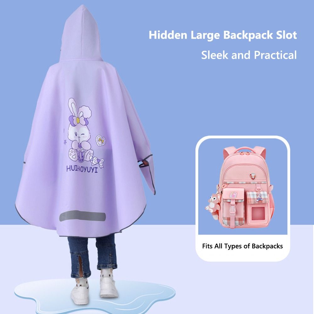 With Gloves Waterproof School Raincoat Detachable Clear Brim Outdoor Rain Cloak  for Boys and Girls