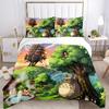 Studio Ghibli Fantasy World Print 3Pcs Bedding Set,Duvet Cover with 2 Bedro,Pillowcase Home Birthday Gift