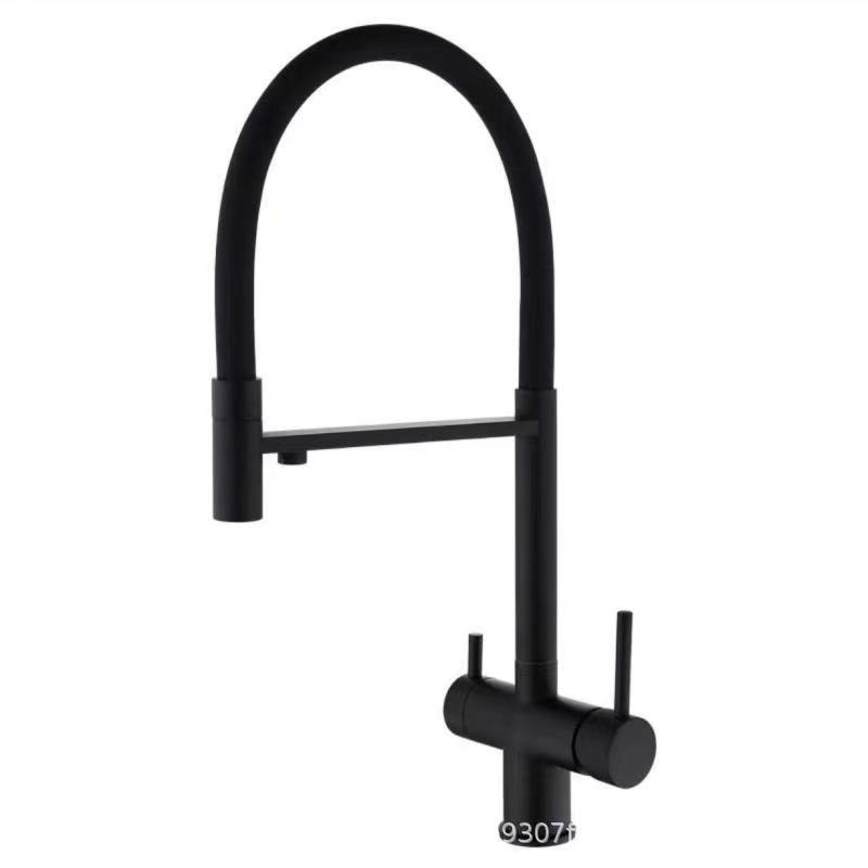 Gunmetal 304 Stainless Steel Pull-Out Kitchen Faucet with Hot/Cold Drinking Water Purifier and Vegetable Sink Function.