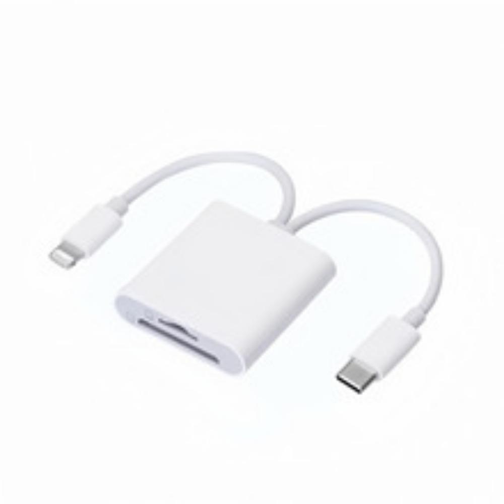 SD Card Reader 2 in 2 SD Card Adapter USB C Lightning to SD/Micro SD Dual Slot Memory Card Reader for iPhone16 15/iPad/Samsung/Camera/SDHC/SDXC