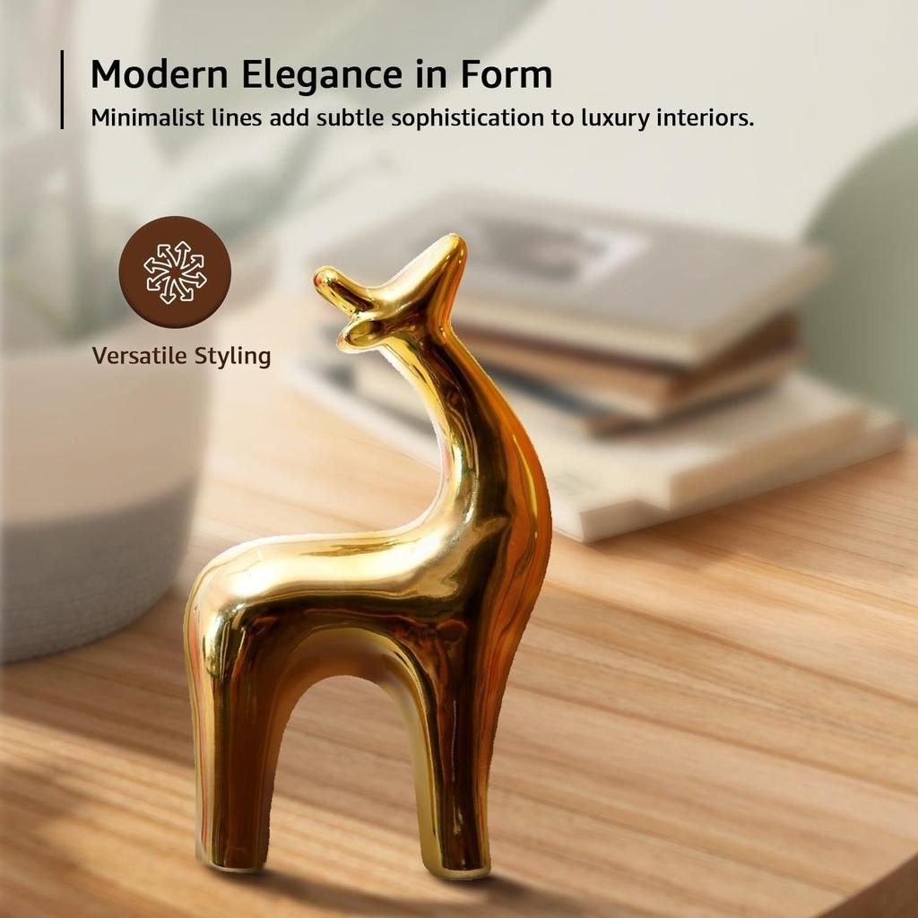 Gyllen hjort av lykke og nåde | En elegant representasjon av rikdom og velstand | Et must-have for moderne luksusdekor – Pakke med 1