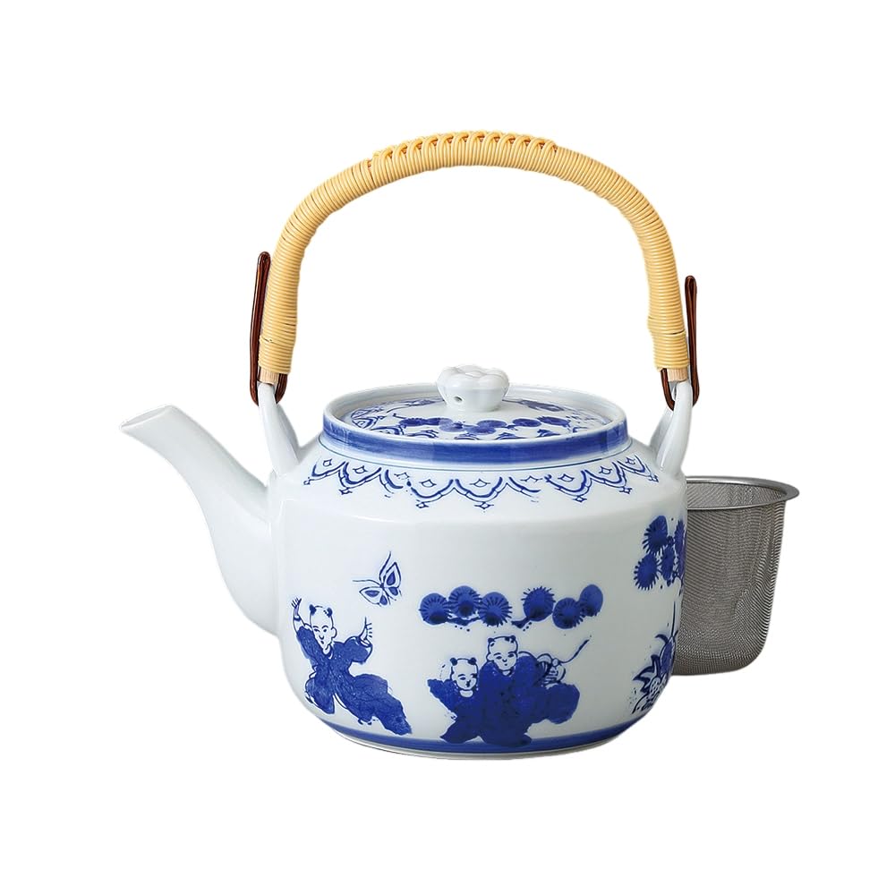 

Ale-net Teapot, 19 x 14 x 12 cm, 1000cc, Shin Karako Design, No. 6, with Stainless Steel Tea Strainer, Porcelain, Mino Ware, Made in Japan, Stylish