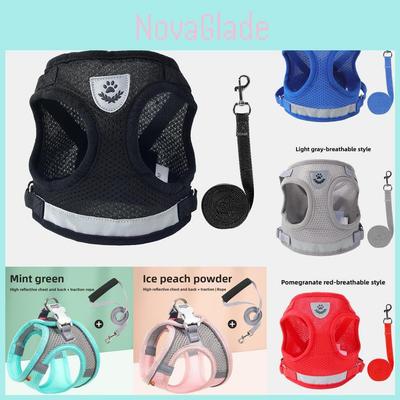 Pet Outing Thoracodorsal Traction Rope For Small Dogs And Cats With Reflective Breathable Cotton Material For Safe Walks