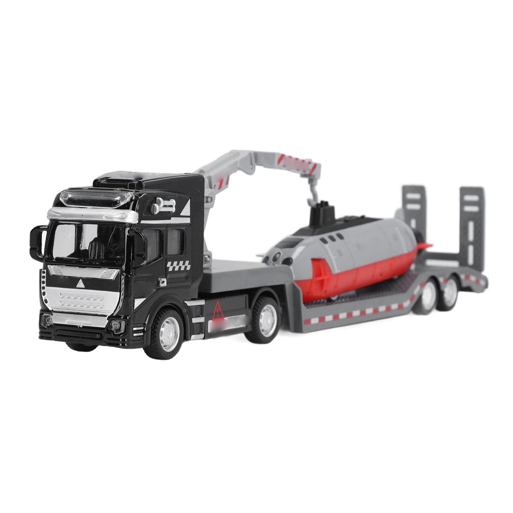 Alloy Semi Flatbed Trailer Truck Toy with Submarine Educational Realistic Construction Vehicle
