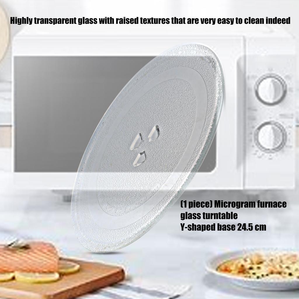 Microwave Glass Turntable Plate Y Shape Base 24.5cm Heat Resistant Replacement Tray Suitable for Optimal Stability