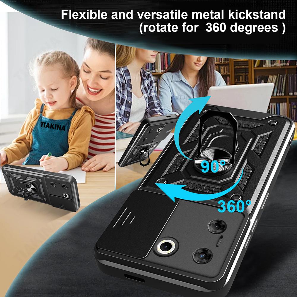 Slide Lens Armor Funda for Tecno Camon 20 Pro 5G Case Magnetic Rotate Ring Stand Holder Cover for Tecno Camon 20 Pro 5G Case