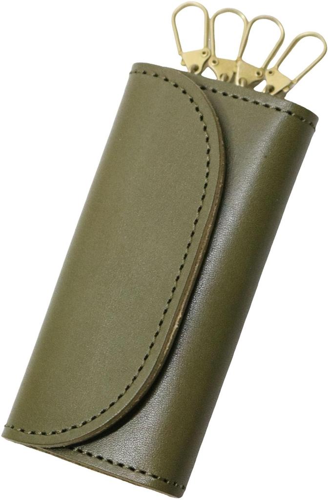 Bercute Green Tochigi Leather Key Case for Men and Women, Compact, High-Quality, and Popular Brand, Made In Japan, Genuine Leather, 4-Ring Key Ring,