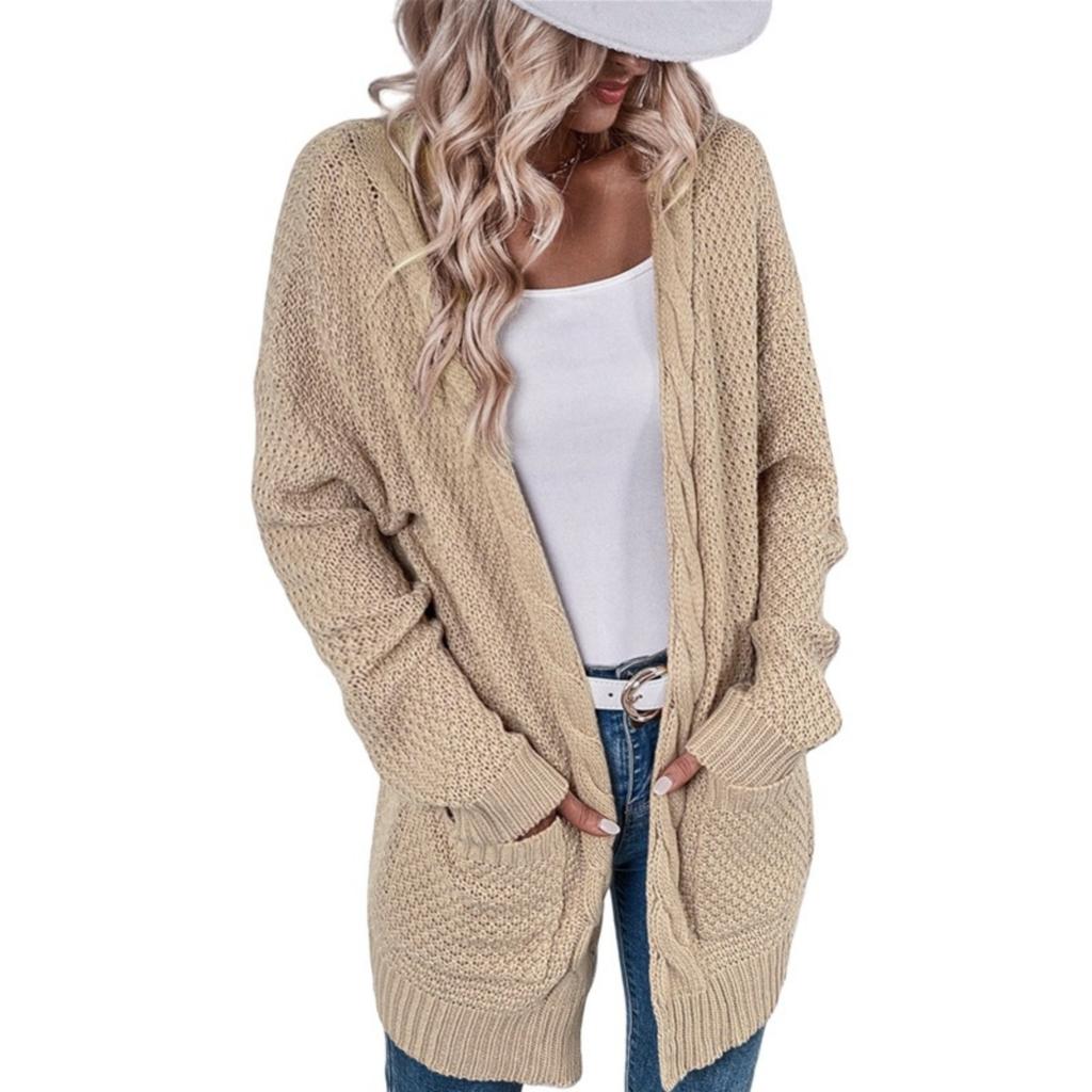 Fashionable Women's Long Knitted Sweater Cross-border  Winter Knitted Jacket