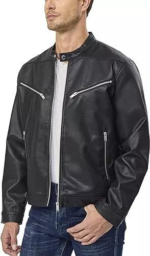 AL KHALID Black Leather Jacket Classy Men's Soft Genuine Lambskin Snap Collar Casual Biker