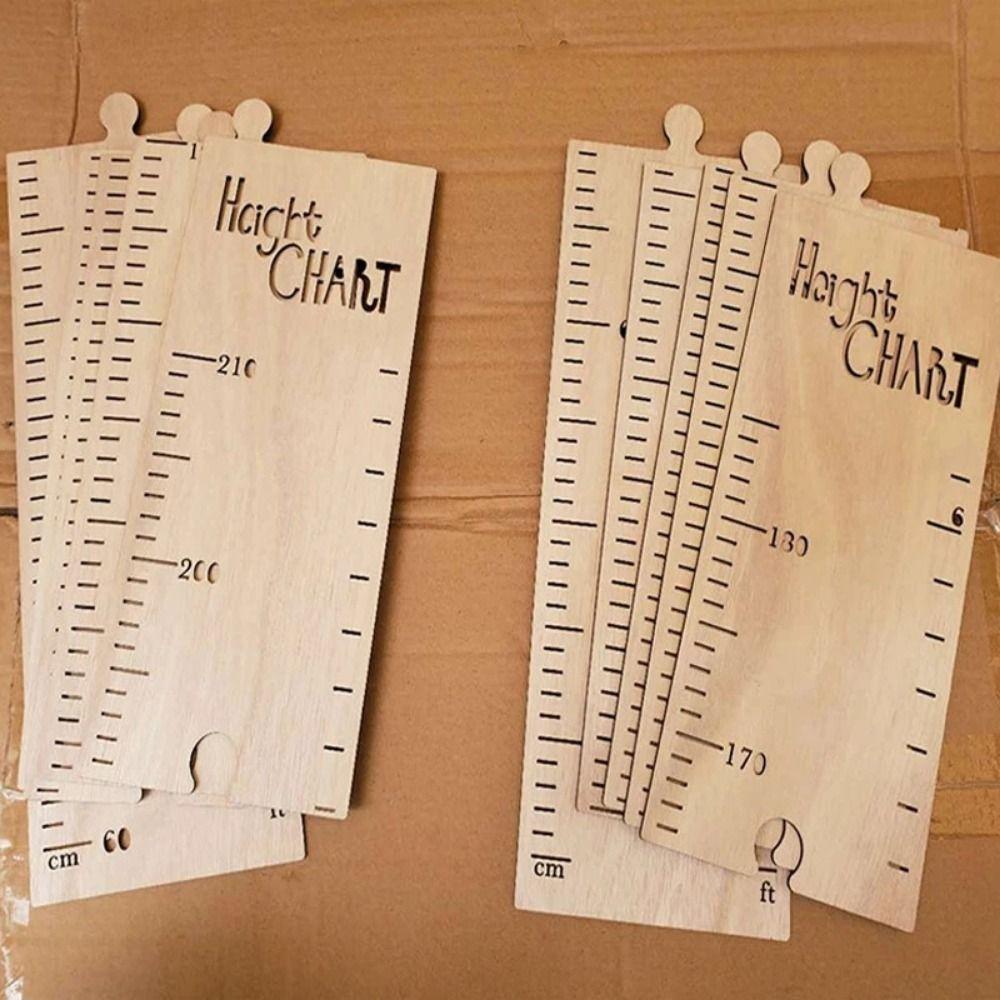 Jigsaw Puzzle Kids Growth Chart Wood Children Height Gauge Ruler Room Ornament
