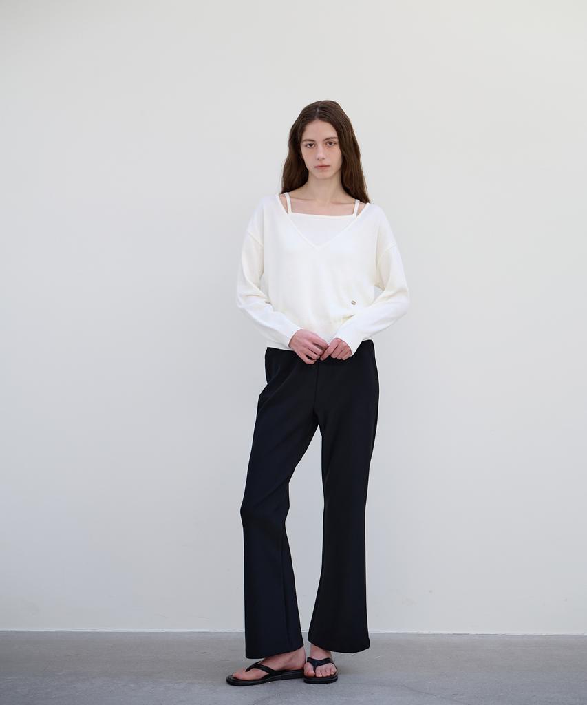 BUT'TON Deep V-Neck Knit Set (Ivory)