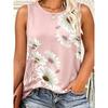 Gilet Estivo da Donna Taglia Larga Fiori Colorati Stampa 3D Largo alla Moda Comodo Morbido Traspirante Scollo a O Senza Maniche