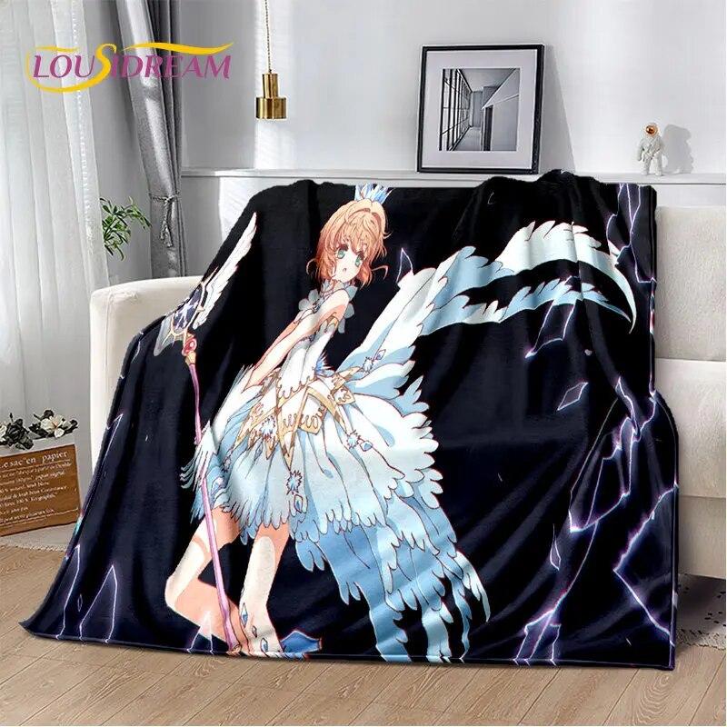 Cute Cartoon Cardcaptor Sakura Soft Plush Blanket,Flannel Blanket Throw Blanket for Living Room Bedroom Bed Sofa Picnic Cover 3D