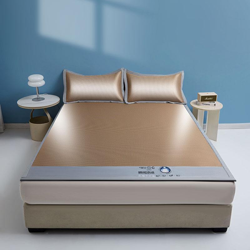 Summer Cooling Bed Pad Light Luxury Carbon Fibres Sleeping Cool Bed Mat Ice Silk Mats with Pillowcases Smooth Mattress Cover Set