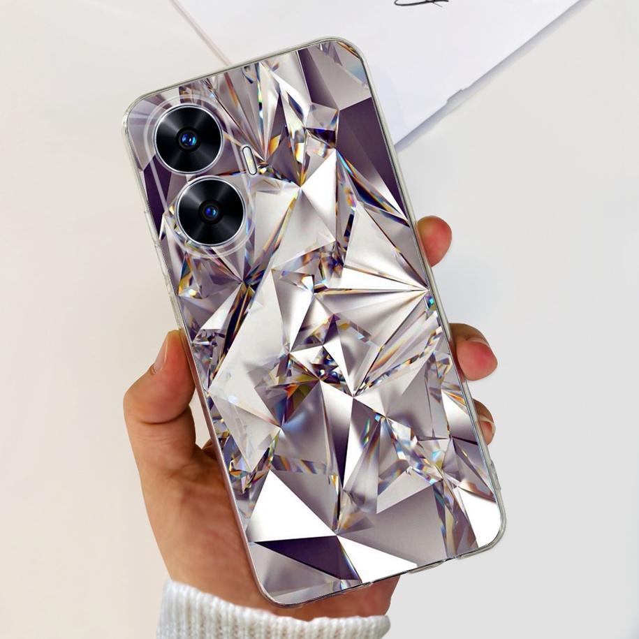 For Realme C55 4G Case 2023 Phone Cover Beautiful Flower Painted Soft Funda Clear Coque For Realme C55 2023 Bumper RealmeC55 Bag