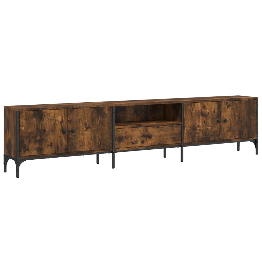 TV Cabinet with Drawer Smoked Oak 200 x 25 x 44 cm Engineered Wood
