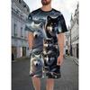 Summer Men's Two-Piece Set Animal 3D Printed Sports Wear Fashionable Soft Comfortable Breathable Large Loose Casual Style Sports Wear